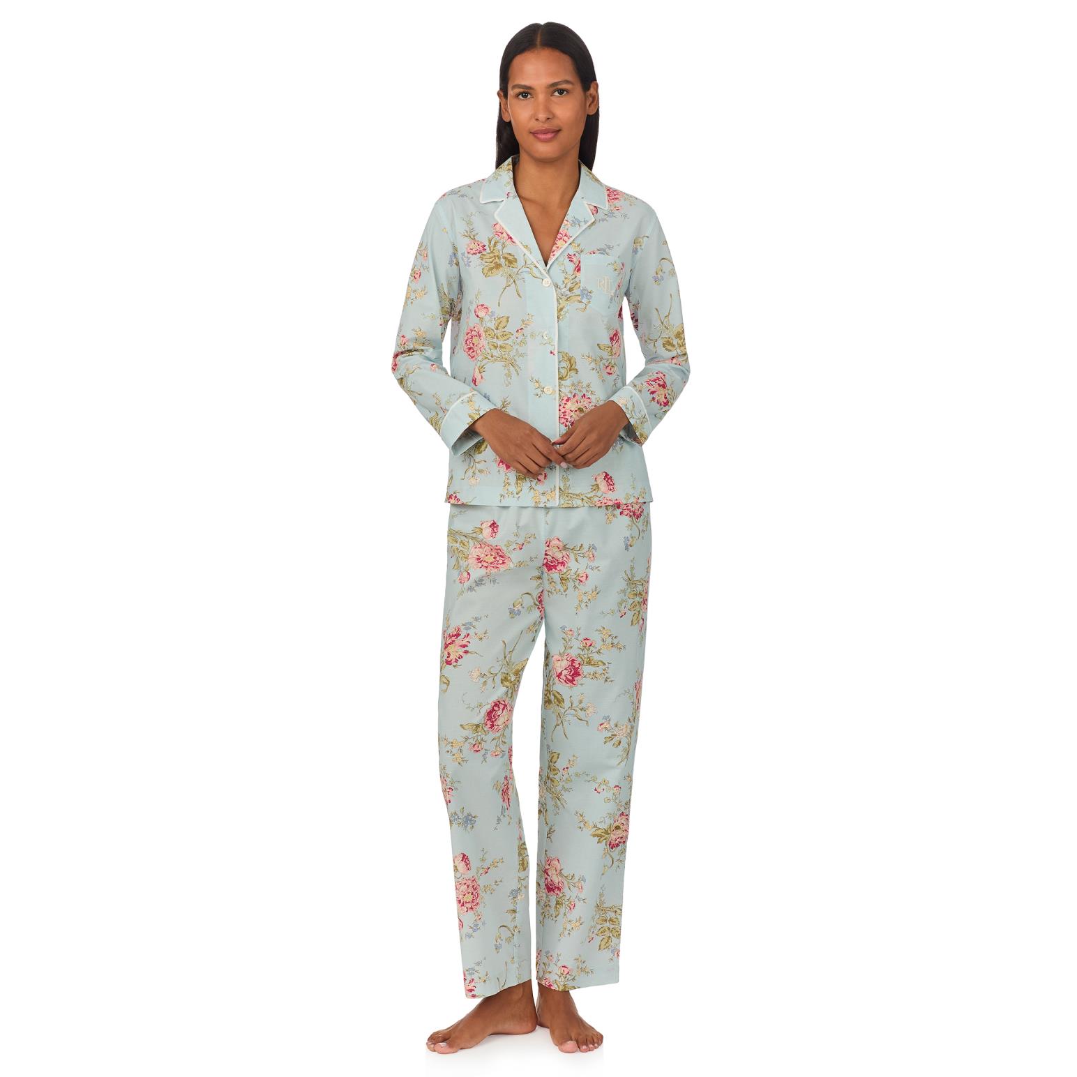 Lauren Ralph Lauren Classic Woven L/S Notch Collar Pajama Set